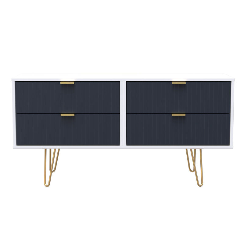 Beranda 115cm W 4 - Drawer Chest of Drawers, Indigo Matt/White