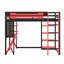 Lit mezzanine double en bois avec lumière RVB et tablettes-56352717