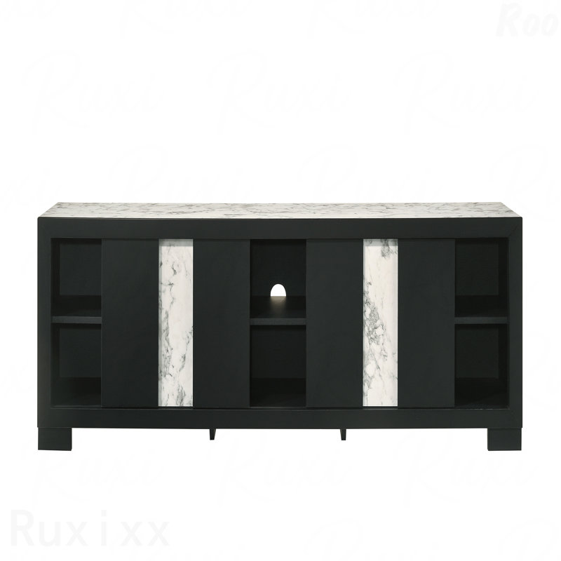 1Pc Rustic Driftwood Wood Finish Entertainment Console, Open Shelf, Living Room Furniture