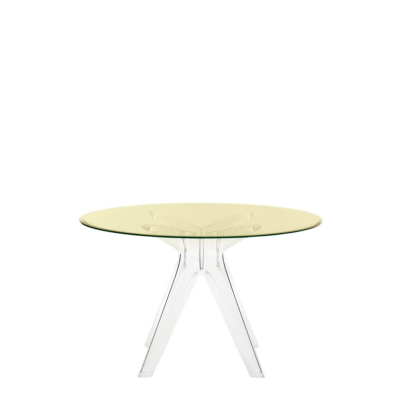Sir Gio Round Glass Top Dining Table, Transparent, Yellow