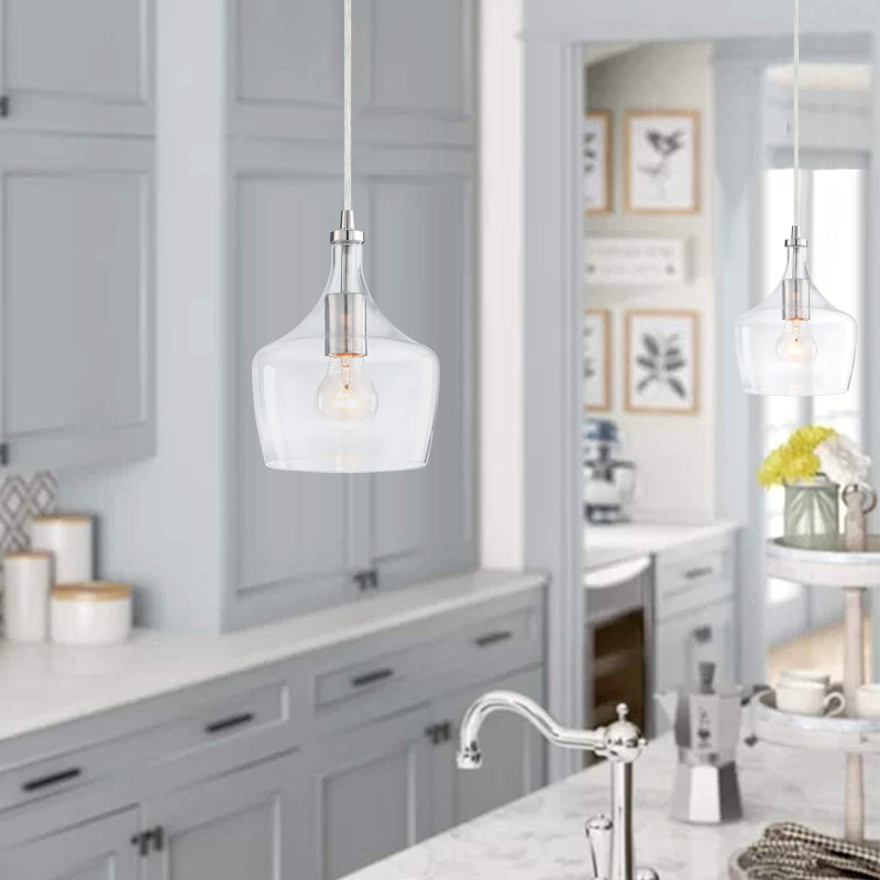 Chrishayla 1 - Light Kitchen Island Pendant, Brushed Nickel