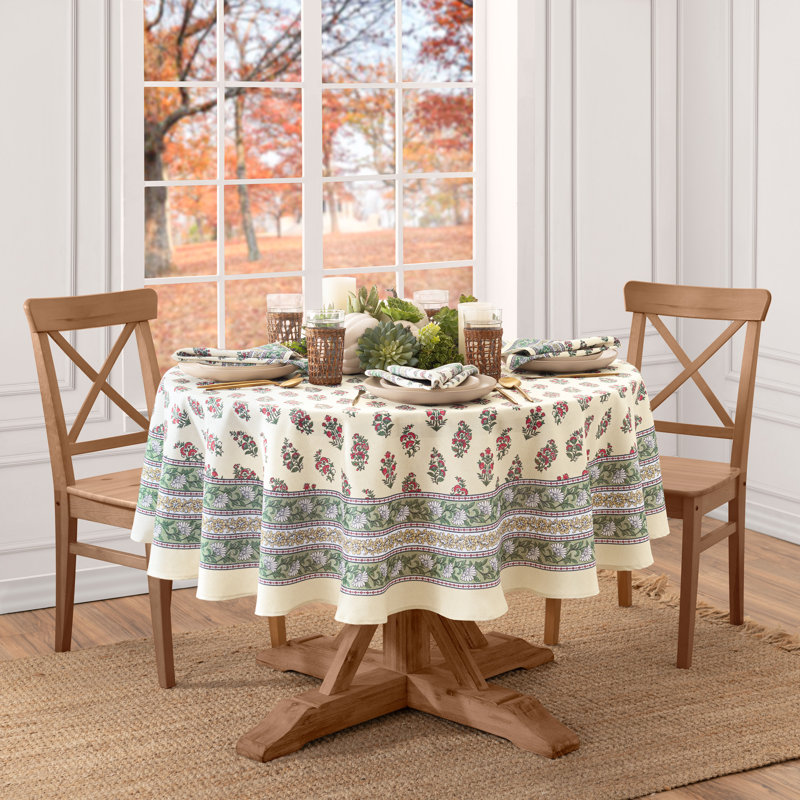 Nomad Holiday Block Print 60"X84" Oval Tablecloth