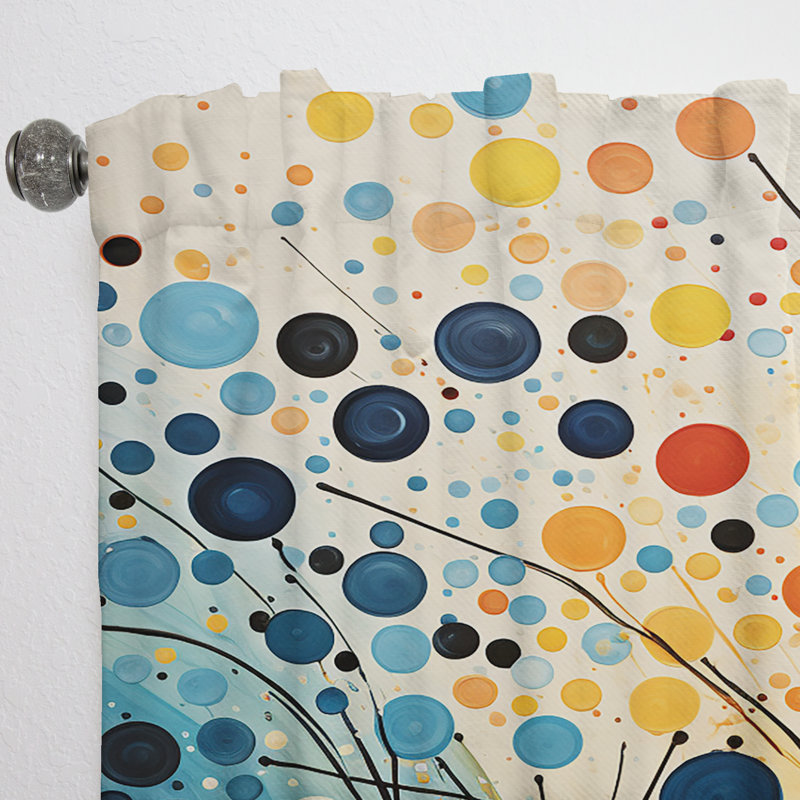 Katelin Colorful Mid Century Dynamic Duality III - Mid-Century Curtain - Velvet Room Darkening - 1 Panel, 52" W x 95" L