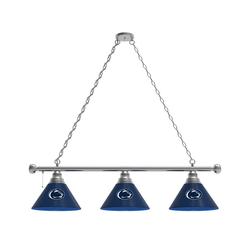 3 - Light Pool Table Lights Pendant, Chrome, Penn State Nittany Lions