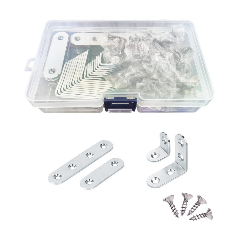 40Pcs Thin Fixing Plate L Bracket Angle Bracket With Screws, White