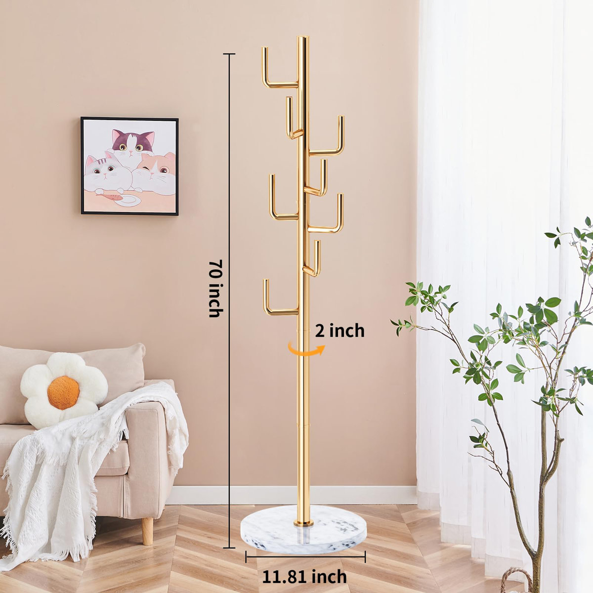 Mercer41 Metal Modern Coat Racks, Cactus Coat Rack Freestanding With ...