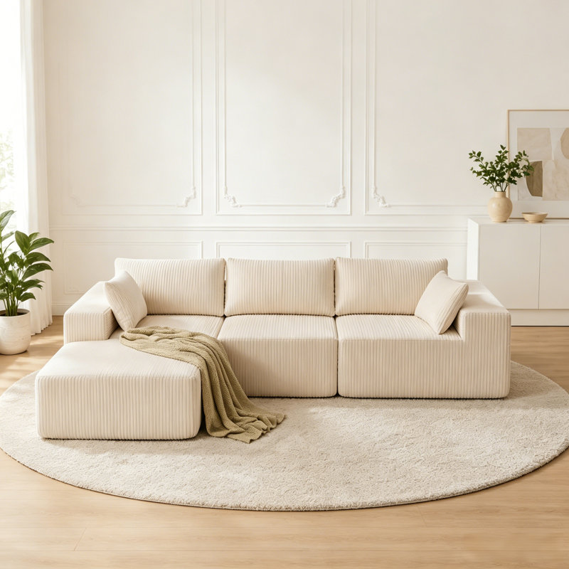 Canapé modulaire rembourré 3 pièces à assise profonde pour salon modulaire 3 pièces