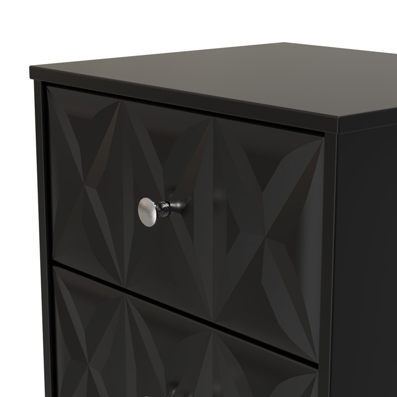 San Jose Bedside Table, Deep Black/Black Matt