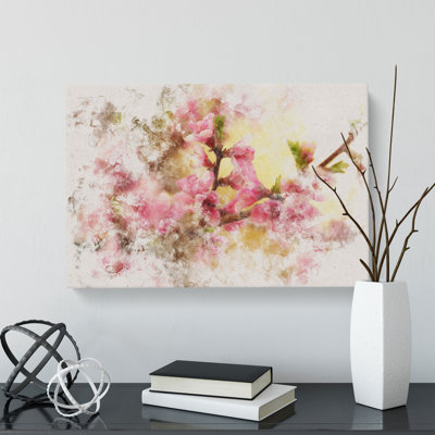 Cherry Blossom Flowers Watercolour - Wrapped Canvas