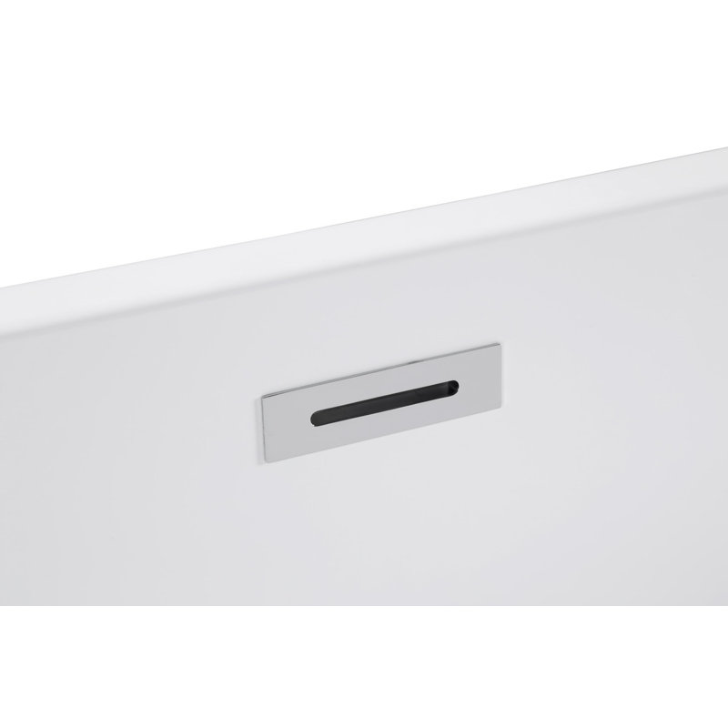 Baignoire autoportante en acrylique de 43 po, forme rectangulaire spacieuse, finition blanc brillant, trop-plein chromé et bonde escamotable certifiée CUPC