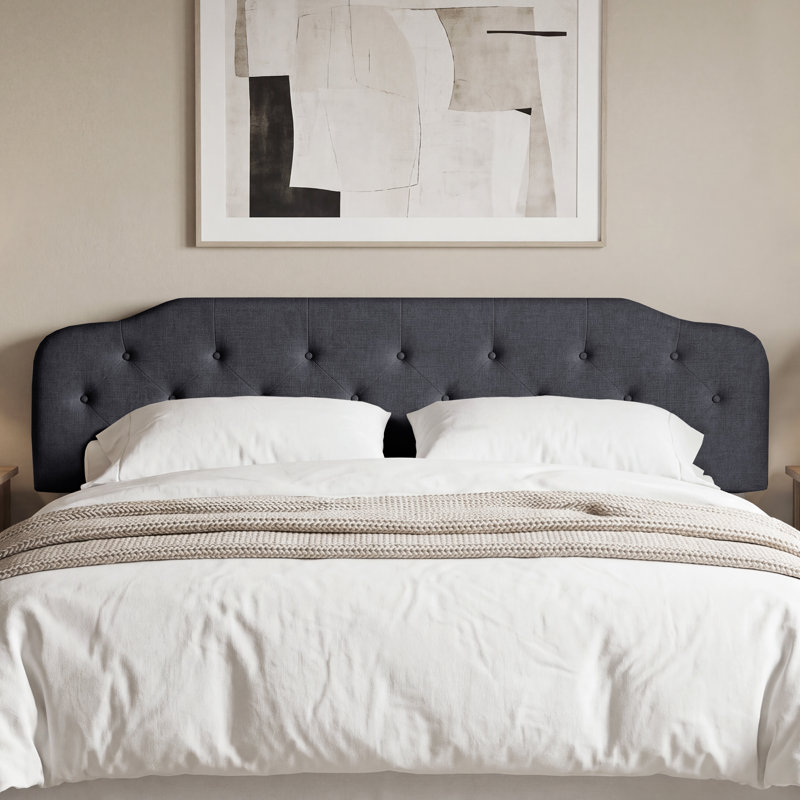 Tête de lit tapissier, California King, Dark Grey, Linen