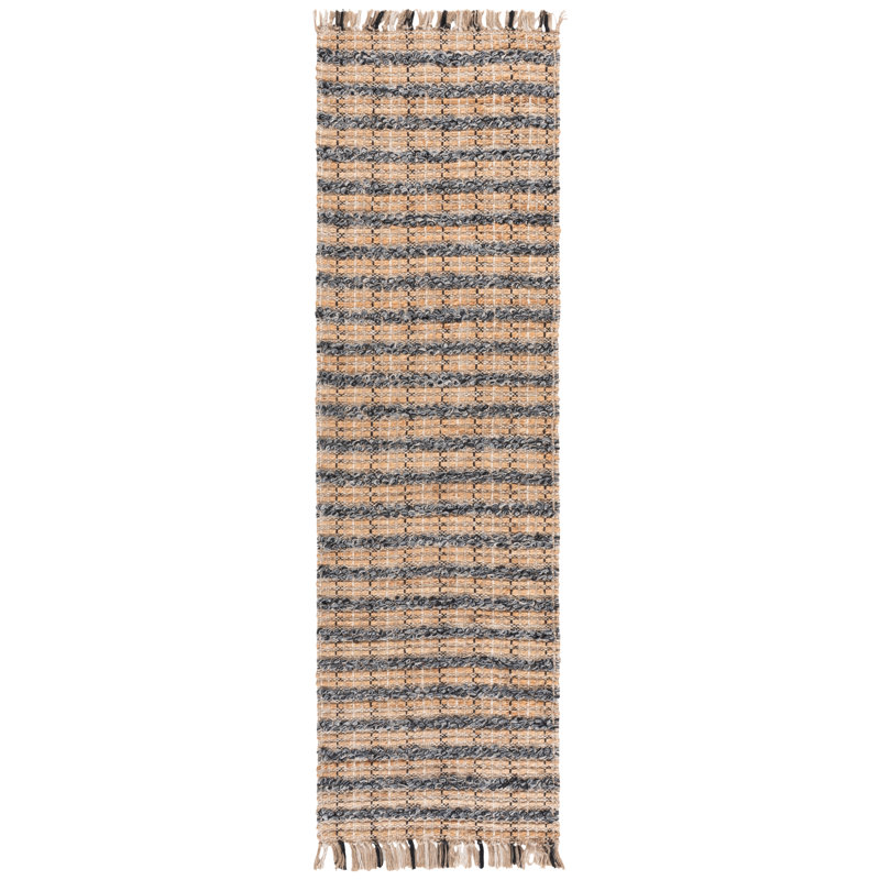 Holten Hand Woven 0.85 Jute 0.15 Cotton Checkered Rug, Runner 2'3" x 8'