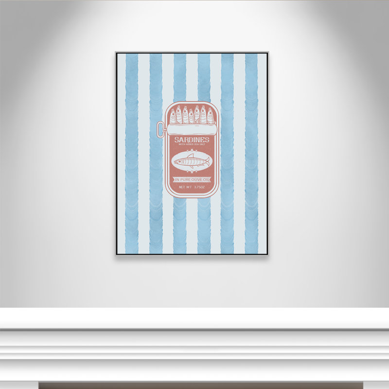 «Salty Sardines Print» par Marcus Prime, L 37,5 po x H 49,5 po, Flottant argenté