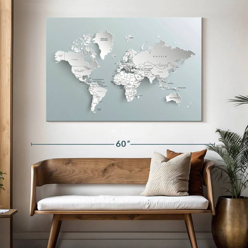Aliaz Modern World Map, 34" H x 51" W