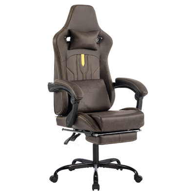Ergonomic Lumbar Support Gaming Chair Leather Modern Style For Office And Home