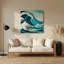 «Hawaiian Abstract Waves», art mural en métal bleu-1528734241