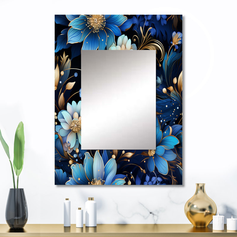 Motif Zho Mystical Boho Boho - grand miroir mural cachemire, miroir décoratif glam, 32 po x 24 po