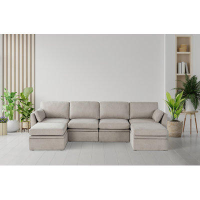 6 Piece U-shaped Modular Fabric Sectional by Latitude Run