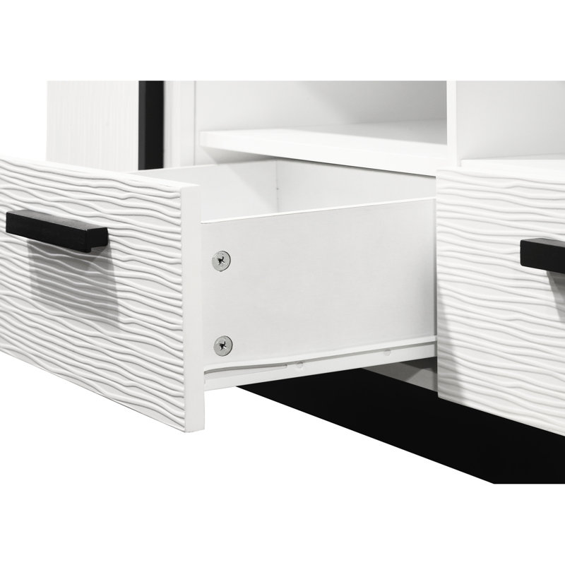 70.5" Tv Stand, White - Storage With Drawers And Customizable Cabinets Finish Stand For A Graceful Home