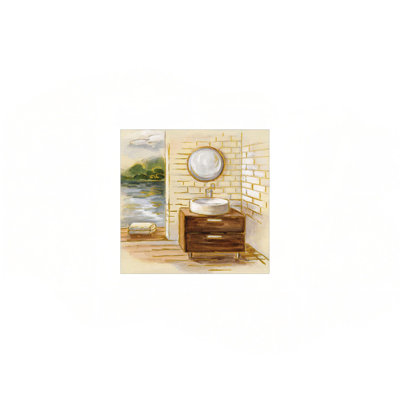 «Beige Spa by the Lake», impression sur toile, art mural moderne de 24 po x 24 po
