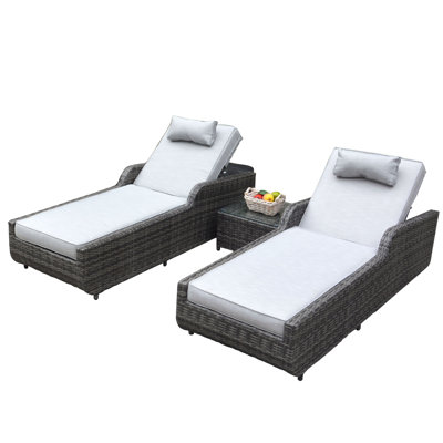 Elia Outdoor Wicker Chaise Lounge Set with Table , Cushion Included