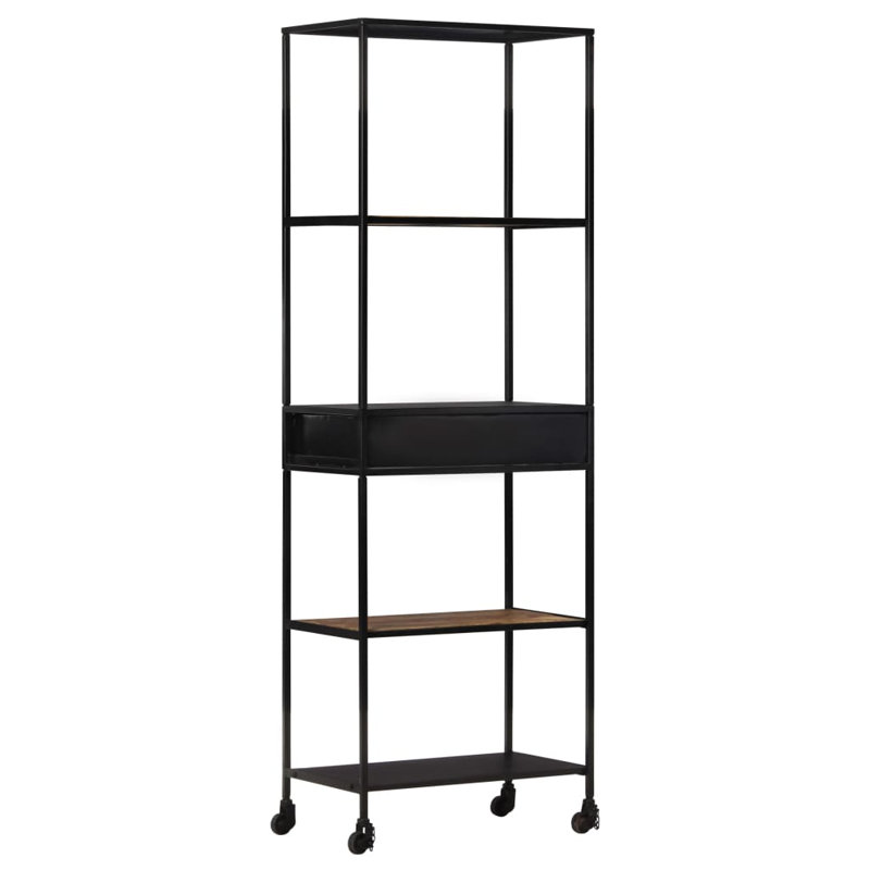 Book Cabinet Rough Mango Wood & Iron, 180cm H x 60cm W x 35cm D