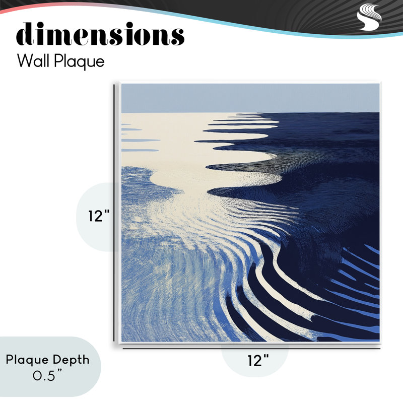 Plaque murale abstraite ondulations de cobalt, design par Walker Noble