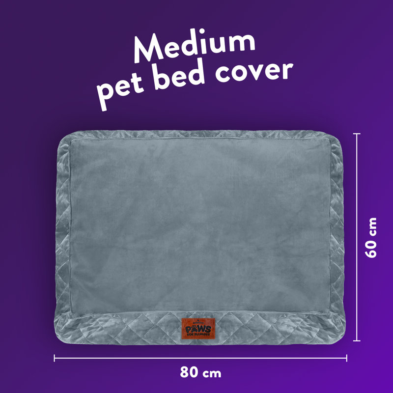 Slumberdown Paws for Slumber Luxury Velvet Pet Bed Cover, Grey, 60cm W x 80cm L