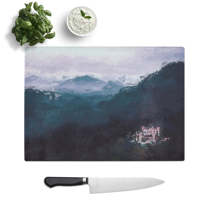 Glass Hohenschwangau Castle in Abstract Chopping Board, 39 cm W x 28.5 cm L