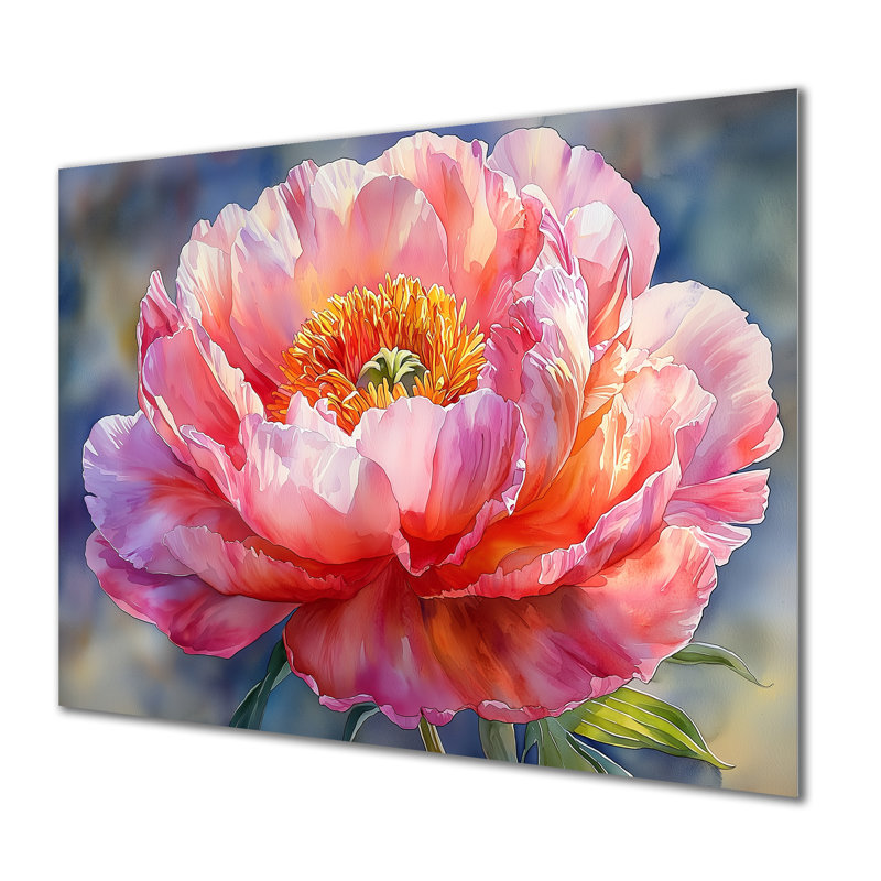 Sunlit Peony Bloom Of Elegance I - impression de pivoines sur métal, H 24 po x l 32 po