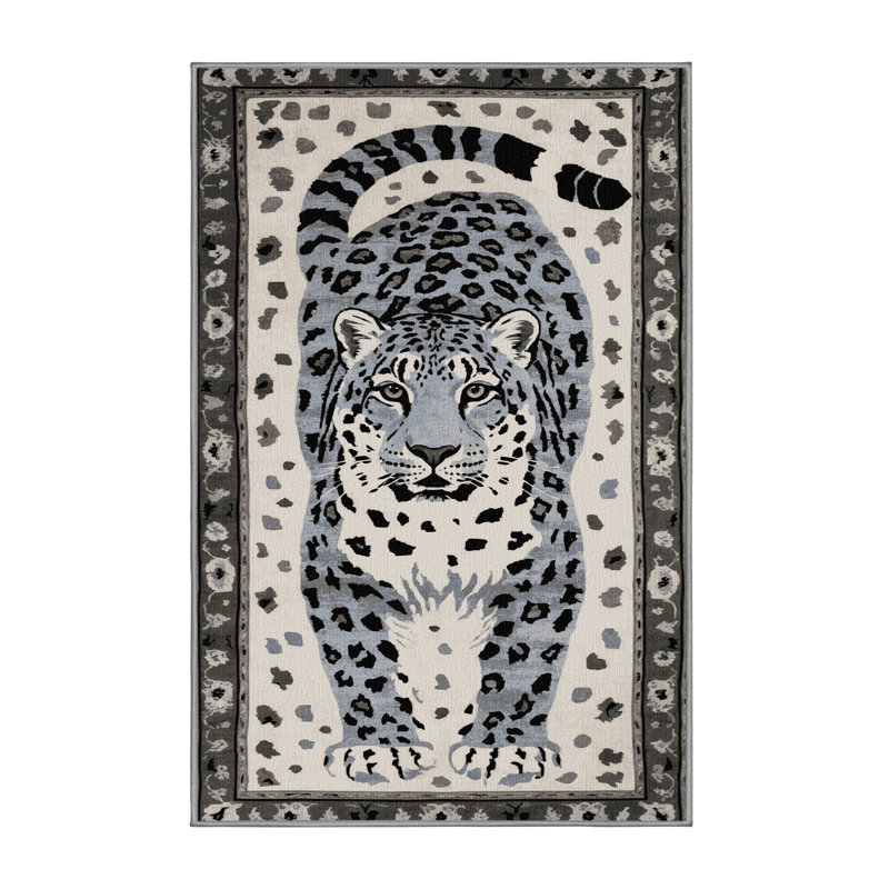 Tapis lavable léopard des neiges avec gros chats, Tapis de couloir 2 pi x 4 pi