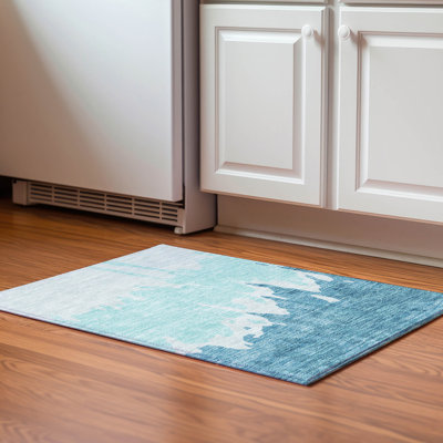 Premium Machine Washable Prisco Teal Rug