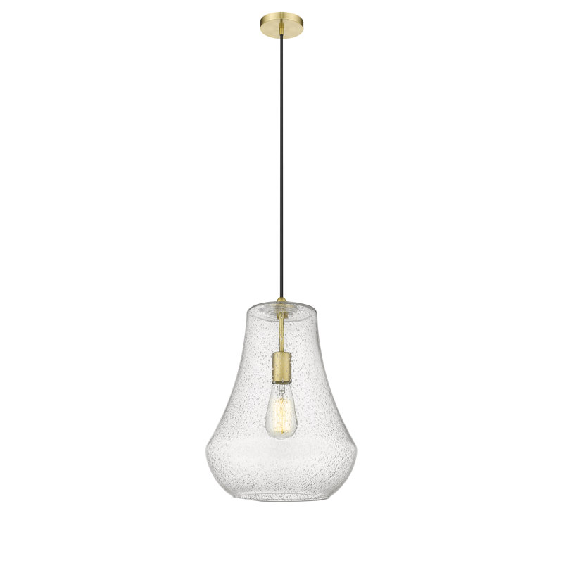 Luminaire suspendu en forme de cloche à 1 lumière Akerra, H 136 po x l 11,75 po x P 11,75 po, Ampoule non incluse, Or satiné