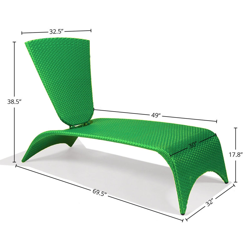Malibu Nest Chaise Lounge with Folding Back, Lime