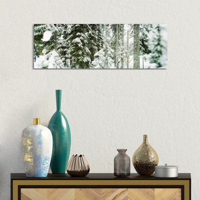 Snow Covered Evergreen Trees At Stevens Pass, Washington State, USA - Wrapped Canvas Panoramic Print