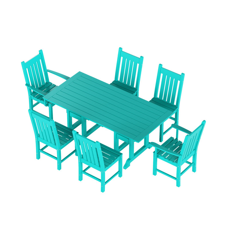 Laguna 6 - Person Patio Dining Set with Rectangular Table, Turquoise