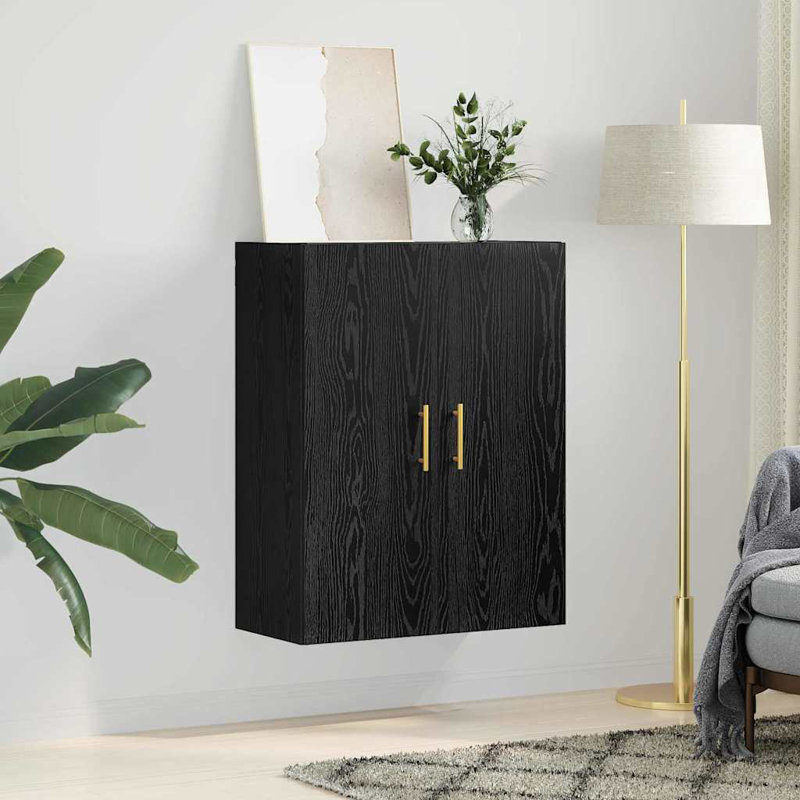 Wall Cabinet Wall-mounted Engineered Wood Storage Wall-Mounted Unit DIY, Black