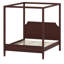 Lit plateforme à baldaquin en bois avec tête de lit tapissier et pieds de soutien renforcés-129514920