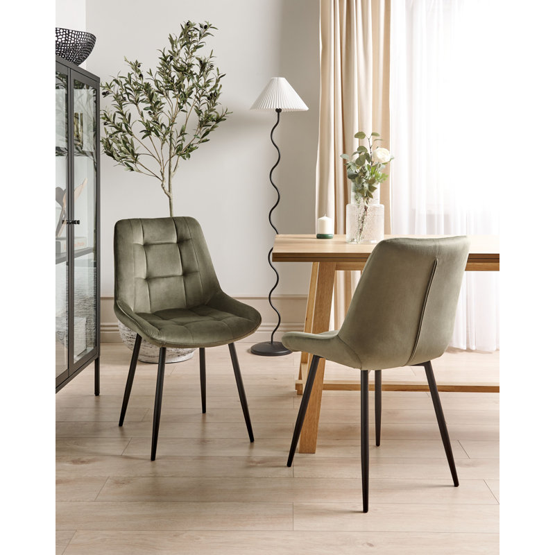 Abygale Tufted Upholstered Full Back Side Chair, Green