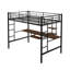 Lit mezzanine avec bureau et tablette, modèle compact, noir