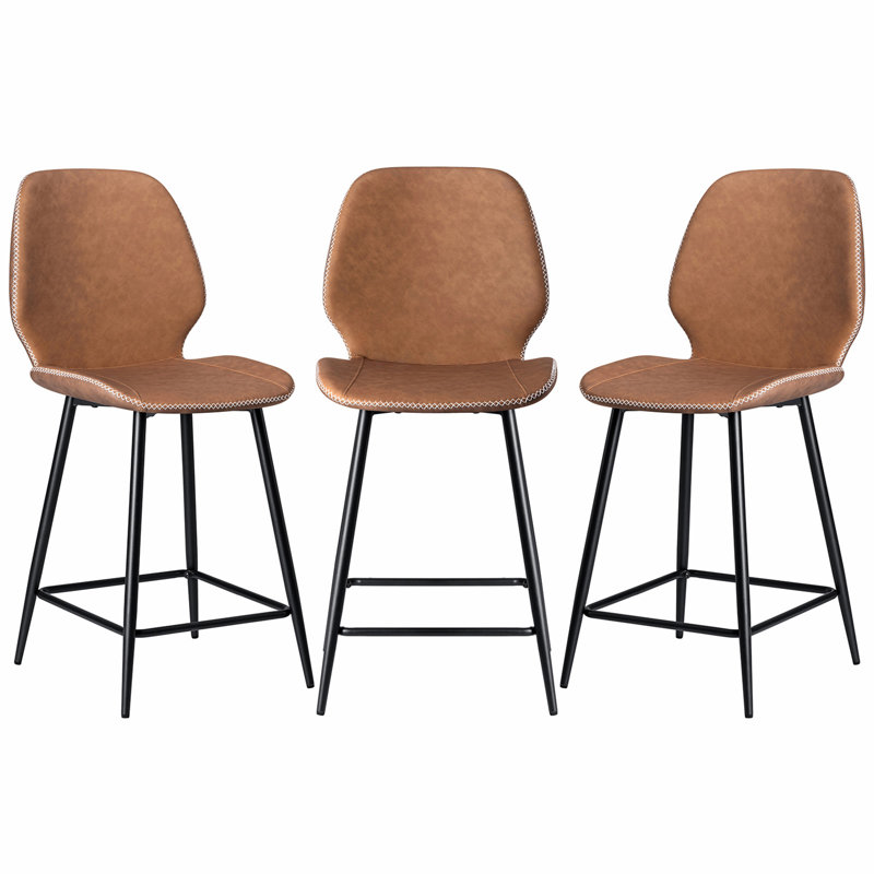 Upholstered Counter Stool With Metal Frame, Counter Stool (24” Seat Height), 3