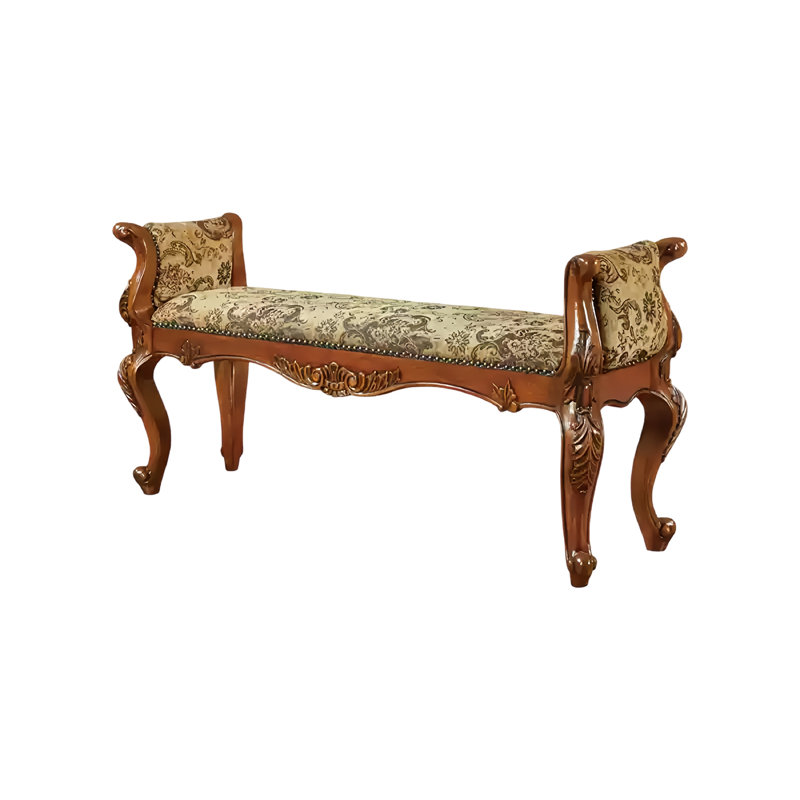 Chenille Upholstered Bench, 27.16" H x 54.33" W x 17.71" D