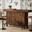 Table de bar - Bois - 1 pièce - Table de bar - Brun - Rangement à plusieurs niveaux-133605526
