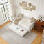 Lit de jour double avec canapé-lit rembourré avec rayures verticales, tissu en lin, beige-1215897317-1215914267