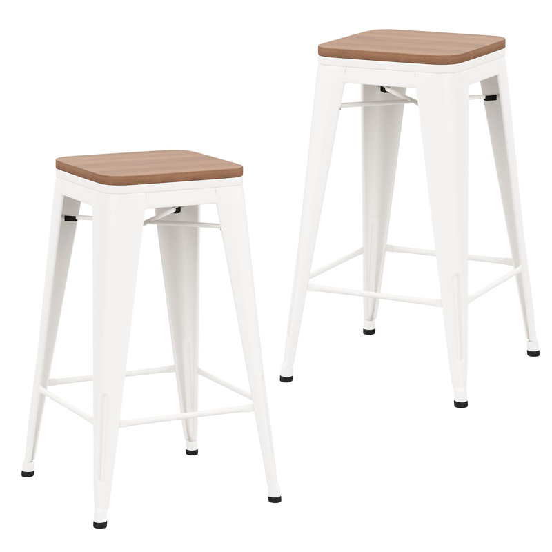 Metal Counter And Bar Stools, Bar Stool (30” Seat Height), Cream