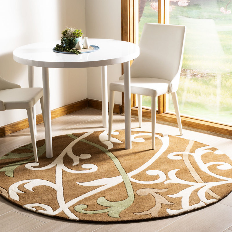 Tapis brun en laine touffeté à la main Chanler, Rond 6 pi