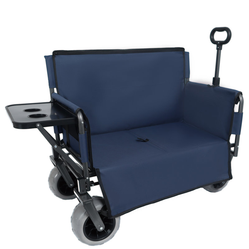Chariot pliant avec table pliante arrière et porte-gobelets, capacité de siège extérieure de 500 lb Chariot pliant avec table pliante arrière et porte-gobelets, capacité de siège extérieure de 500 lb