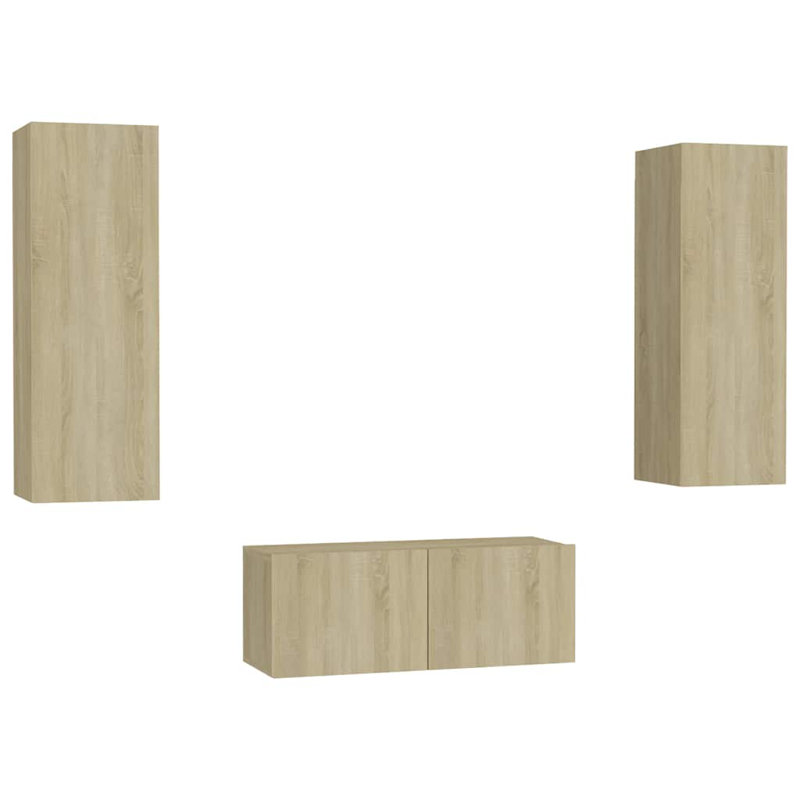 Meuble télé avec console console et meuble télé en bois d'ingénierie 3, Chêne de Sonoma, L 31,5 po x l 11,8 po x H 11,8 po