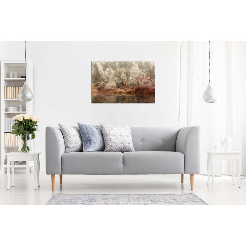 Panther Print Fine Art Prints Red Forest Trees Reflection On Water Artistic Framed Canvas Prints, Pictures For Home Walls, Bedroom, Living Room & Bathroom Decor - Wrapped Canvas Art Prints
