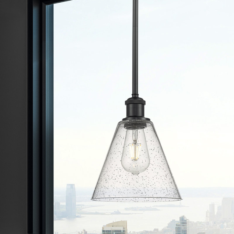 Luminaire suspendu en forme de globe à 1 lumière Anairis, Ampoule non incluse, H 42,75 po x l 8 po x P 8 po, Noir mat